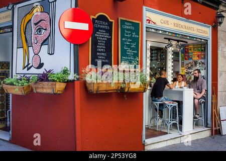 Restaurante Pizzeria Cervantes, Calle Leon 8. Madrid, Spagna Foto Stock