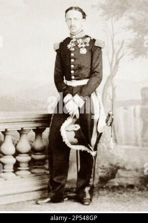 1860 ca , Roma , ITALIA : l'ultimo Re delle due Sicilie FRANCESCO II d'Assisi Maria Leopoldo ( 1836 - 1894 ), Re delle due Sicilie re dal 1859 al 1861 ), Perse il trono quando il regno fu annesso all'Italia il 17 dicembre 1860 ma rimase in territorio fino a quando finalmente si arrese il 13 febbraio 1861, sposò a Bari il 1859 con la Dukessa Maria Sofia di Baviera ( Baviera , 1841 - 1925 ) , sorella dell'Imperatrice d'Austria Elisabetta ( SISSI ) di ABSBURG ( 1837 - 1898 ). Figlio del re FERDINANDO II di Borbone-due Sicilie (BORBONE delle due Sicilie , 1810-1859) , RE dal 1830 al 1859, Foto Stock