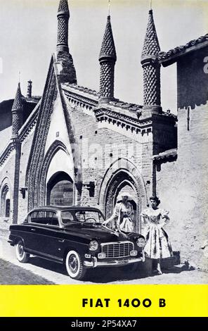 1956 , Italia : l'industria automobilistica italiana FIAT ( F.I.A.T. Fabbrica Italiana automobili Torino ) la pubblicità per il nuovo modello 1400 B FIAT - GIANNI AGNELLI - automobile - automobili - auto - anni 50 - anni 50 - 50 - industria - Pubblicità --- Archivio GBB Foto Stock
