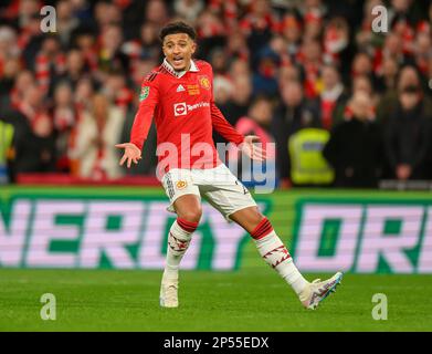 26 Feb 2023 - Manchester United contro Newcastle United - Carabao Cup - Final - Wembley Stadium Jadon Sancho del Manchester United durante la finale della Carabao Cup. Foto : Mark Pain / Alamy Live News Foto Stock