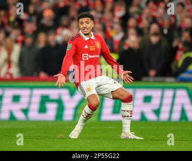 26 Feb 2023 - Manchester United contro Newcastle United - Carabao Cup - Final - Wembley Stadium Jadon Sancho del Manchester United durante la finale della Carabao Cup. Foto : Mark Pain / Alamy Live News Foto Stock