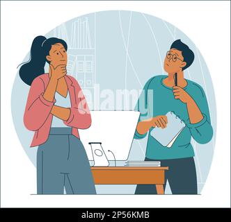 Pensanti manager, uomo e donna. Illustrazione Vettoriale
