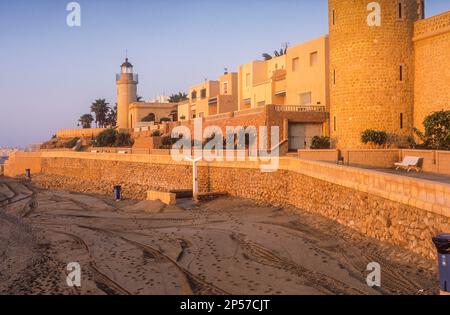 Bajadilla spiaggia Roquetas de Mar.provincia di Almeria, Andalusia. Foto Stock