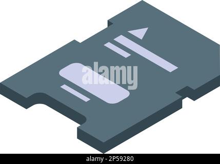 Icona di editing video scheda SD vettore isometrico. Editor filmato. Produzione di contenuti Illustrazione Vettoriale