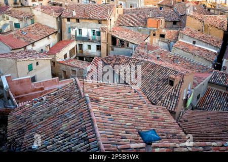 Spagna, provincia di Zaragoza,a Daroca: tetti Foto Stock