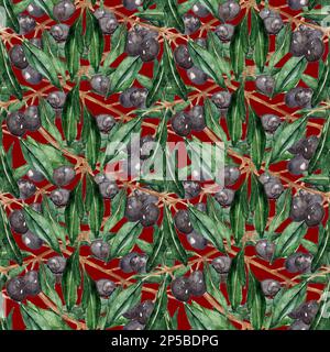 Olive oliva rami senza cuciture motivo texture sfondo. Foto Stock