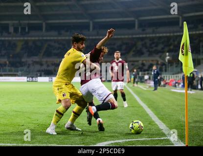 Mergim Vojvoda del Torino FC durante la Serie A Italiana, partita di calcio tra Torino FC e Bologna FC, il 06 marzo 2023 allo Stadio Olimpico Grande Torino, Torino. Foto Ndrerim Kaceli Foto Stock