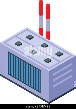 Icona potenza vettore isometrico. Centrale nucleare. Energia della stazione Illustrazione Vettoriale