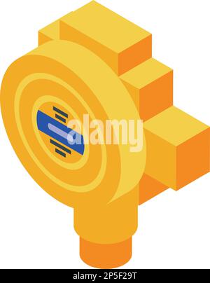 Icona misuratore rilevatore di gas vettore isometrico. Strumento incidente. Fumo domestico Illustrazione Vettoriale