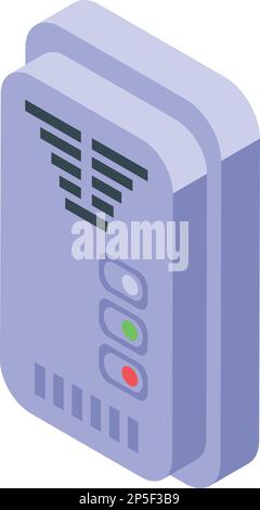 Icona rilevatore di gas in plastica vettore isometrico. Casa digitale. Pericolo di fumo Illustrazione Vettoriale