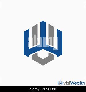 Logo design grafico concetto creativo astratto premium libero vettore stock lettera semplice ed unica WV o VW font come ali. Relativo all'esercito di sport Illustrazione Vettoriale