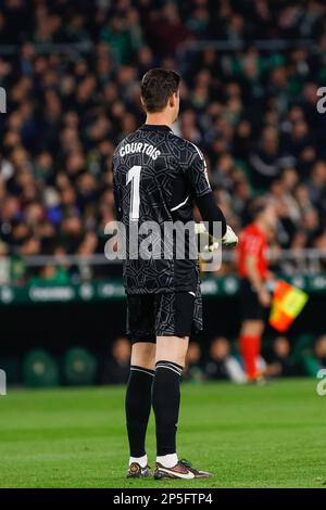 Siviglia, Spagna. 05th Mar, 2023. Thibaut Cortouis del Real Madrid visto durante il giorno 24 della partita di Santander tra Real Betis e Real Madrid allo stadio Benito Villamarin. Punteggio finale: Real Betis 0:0 Real Madrid (Photo by Lorena Martin/SOPA Images/Sipa USA) Credit: Sipa USA/Alamy Live News Foto Stock