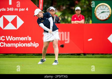 Gemma Dryburgh in azione al campionato femminile HSBC di Singapore Foto Stock