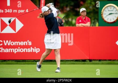 Gemma Dryburgh in azione al campionato femminile HSBC di Singapore Foto Stock