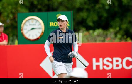 Gemma Dryburgh in azione al campionato femminile HSBC di Singapore Foto Stock