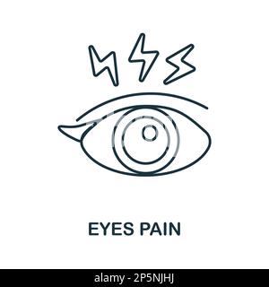 Icona linea dolore occhi. Segno elemento di contorno dalla collezione di dolori del corpo. Occhi dolore icona segno per il web design, infografiche e altro ancora. Illustrazione Vettoriale
