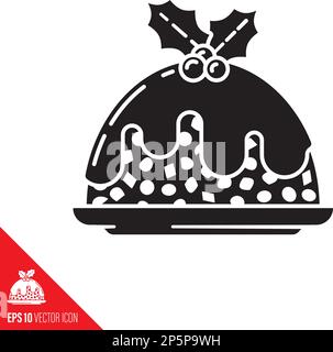 Icona glyph vettoriale torta di frutta di Natale Illustrazione Vettoriale