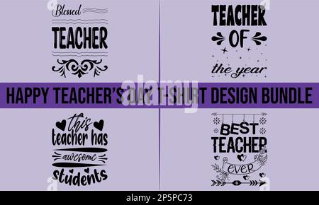 Happy Teacher's Day T-shirt Design Bundle Illustrazione Vettoriale