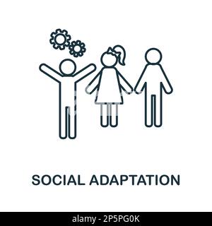 Icona della linea di adattamento sociale. Monocromatico semplice adattamento sociale icona di contorno per modelli, web design e infografica Illustrazione Vettoriale