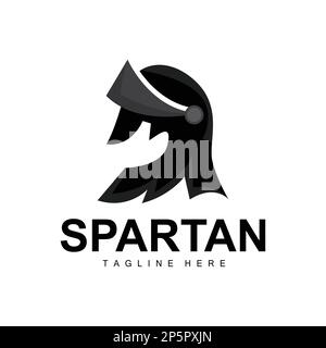 Logo Spartan, tuta da casco da guerra Vector, icona Barbarian Armor, vichingo, design palestra, fitness Illustrazione Vettoriale