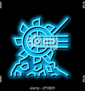 illustrazione dell'icona di incandescenza al neon della macchina da miniera dell'escavatore Illustrazione Vettoriale