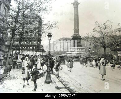 Place de la Bastille, Eugene Galien-Laloue (Parigi, Francia, 1854 - 1941) 1925-1941 Foto Stock