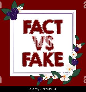 Scrittura a mano del testo fatto vs Fake. Il concetto del Internet è allineare o è dubbio falso se qualcosa è autentico reale Foto Stock