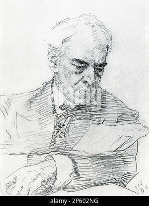 Серов Валентин - Портрет Константина Сергеевича Станиславского 1 - Русская школа - XIX век - Serov Valentin - Ritratto di Konstantin Sergeyevich Stanislavski 1 - Scuola Russa - 19th ° secolo Foto Stock