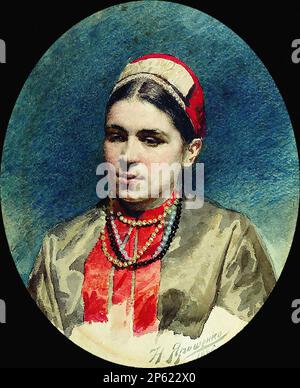 Ярошенко Николай - Портрет актрисы Пелагеи Стрепетовой - Русская школа XIX - начала XX века - Yaroshenko Nikolai - Ritratto dell'attrice Pelageya Strepetova - Scuola Russa - 19th° e inizio 20th° secolo Foto Stock