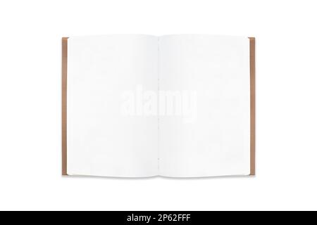 primo piano di un libro bianco isolato su sfondo bianco. vista dall'alto Foto Stock
