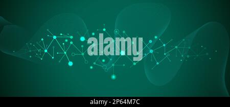 Sfondo astratto delle strutture molecolari. Molecole o catena del DNA, ingegneria genetica, reti neurali, tecnologie innovative, scientifiche Illustrazione Vettoriale