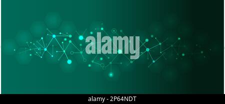 Sfondo astratto delle strutture molecolari. Molecole o catena del DNA, ingegneria genetica, reti neurali, tecnologie innovative, scientifiche Illustrazione Vettoriale