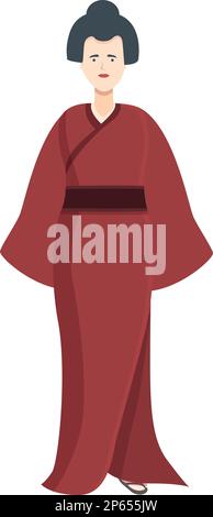 Icona kimono rosso vettore cartoon. Persona asiatica. Ragazza di nozze Illustrazione Vettoriale