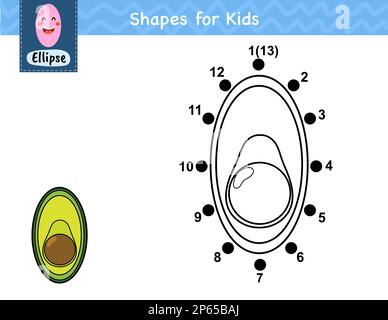 Collegare i punti e disegnare avocado. Gioco di numeri da punto a punto per i bambini Illustrazione Vettoriale