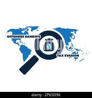 Offshore Banking and Tax Evasion - idea di design Illustrazione Vettoriale