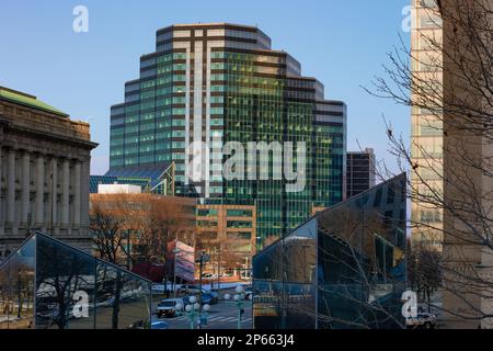 Cleveland, Ohio, USA - 24 gennaio 2023: Una sezione della zona di downtonw della città. Foto Stock