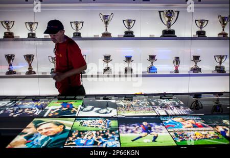Il Museu FC BARCELONA FC Barcelona Museum, Camp Nou, Barcellona, in Catalogna, Spagna. Foto Stock