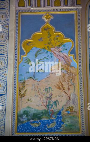 Arte interna, Mausoleo Shirin Beka Oka, Shah-i-Zinda, Samarcanda, Uzbekistan Foto Stock