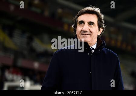 Torino, Italia. 06 marzo 2023. Urbano Cairo, guarda prima della Serie Una partita di calcio tra Torino FC e Bologna FC. Credit: Nicolò campo/Alamy Live News Foto Stock