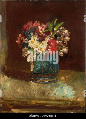 Adolphe-Joseph-Thomas Monticelli, Fiori in vaso Blu, 1875, olio su pannello. Foto Stock