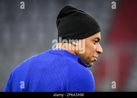 Monaco, Francia, Germania. 7th Mar, 2023. Kylian MBAPPE di PSG durante una sessione di formazione di Parigi Saint-Germain allo stadio Allianz Arena il 07 marzo 2023 a Monaco di Baviera, Germania. (Credit Image: © Matthieu Mirville/ZUMA Press Wire) SOLO PER USO EDITORIALE! Non per USO commerciale! Foto Stock