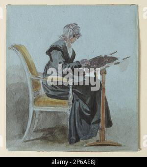 Auguste-Xavier Leprince, Woman Sewing, 1809–26, acquerello su carta. Foto Stock