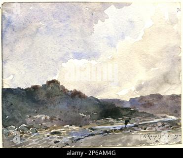 Henri-Joseph Harpignies, il torrente, 1900–1909, acquerello su carta. Foto Stock