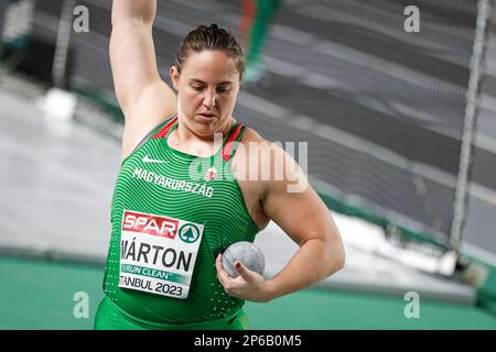 Istanbul, Turchia, 3 marzo 2023. Anita Narton di Ungheria compete in Shot Put Women Final durante i Campionati europei di Atletica 2023 - Day 1 all'Atakoy Arena di Istanbul, Turchia. Marzo 3, 2023. Credito: Nikola Krstic/Alamy Foto Stock