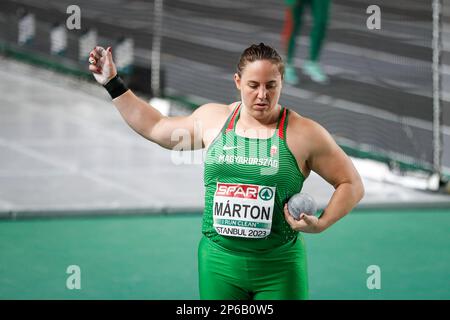 Istanbul, Turchia, 3 marzo 2023. Anita Narton di Ungheria compete in Shot Put Women Final durante i Campionati europei di Atletica 2023 - Day 1 all'Atakoy Arena di Istanbul, Turchia. Marzo 3, 2023. Credito: Nikola Krstic/Alamy Foto Stock