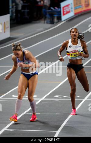 Istanbul, Turchia, 3 marzo 2023. Nafissatou Thiam del Belgio compete nella gara 800m nel Pentathlon femminile durante i Campionati europei di Atletica 2023 - Day 1 all'Atakoy Arena di Istanbul, Turchia. Marzo 3, 2023. Credito: Nikola Krstic/Alamy Foto Stock