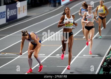 Istanbul, Turchia, 3 marzo 2023. Nafissatou Thiam del Belgio compete nella gara 800m nel Pentathlon femminile durante i Campionati europei di Atletica 2023 - Day 1 all'Atakoy Arena di Istanbul, Turchia. Marzo 3, 2023. Credito: Nikola Krstic/Alamy Foto Stock