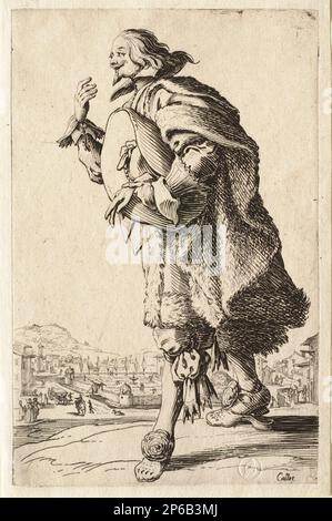 Jacques Callot, la Noblesse: Le gentilhomme qui salue tenant figlio feutre sous le bras, 1602–1635, incisione su carta. Foto Stock