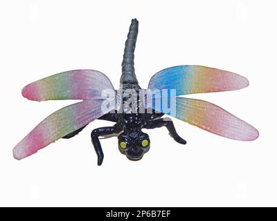 libellula giocattolo isolata su bianco Foto Stock