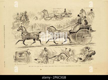Gray-Parker, New York City—Scene on the Central Park Drive—alcuni dei suoi famosi frequentatori, 1890, incisione in legno su carta. Foto Stock